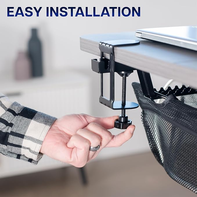 VIVO No Drill Clamp-on 55 inch Mesh Net Under Desk Cable Management Wire Organizer, Adjustable Home Office Standing Desk Cord Storage Sleeve, Black, DESK-AC55MH - Image 9