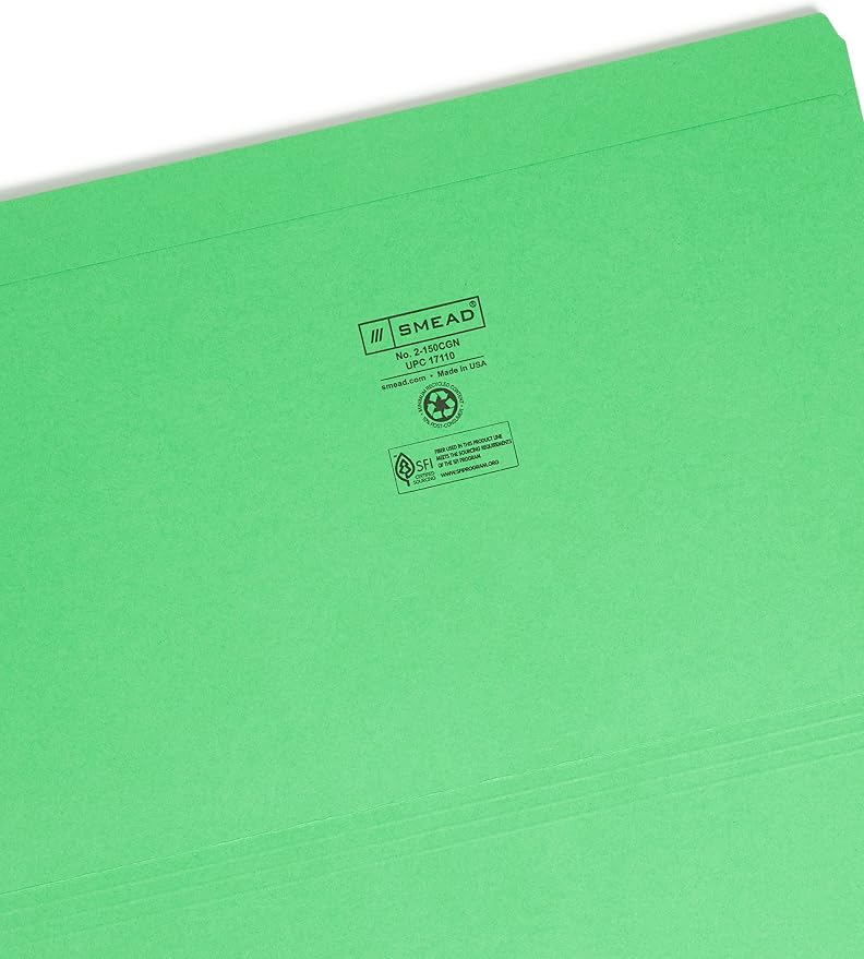 Smead File Folder, Reinforced Straight-Cut Tab, Legal Size, Green, 100 per Box (17110) - Image 3