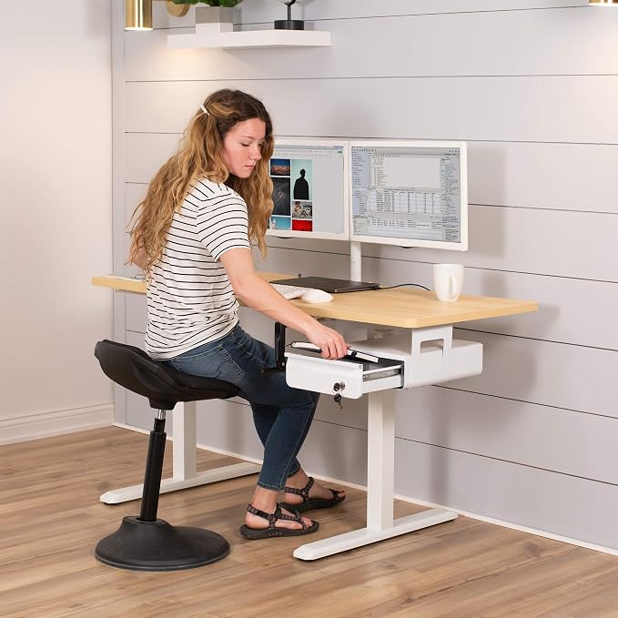 VIVO White 12 x 14 inch Under Desk Drawer, DESK-AC03L-W | Sturdy Steel Design, Secure Locking Drawer, Home Office Storage Organizer, Holds 11 lbs - Image 2