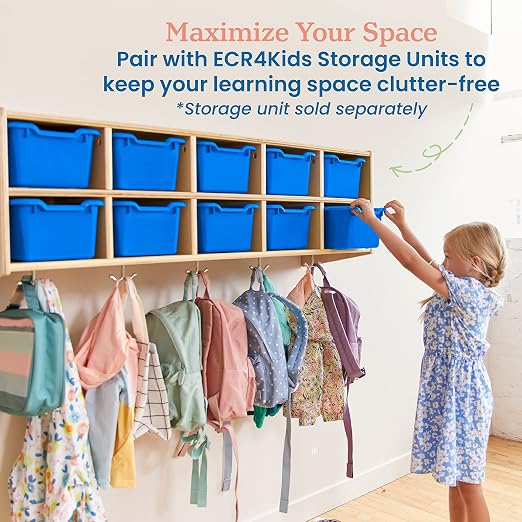 ECR4Kids Scoop Front Storage Bins, Multipurpose Organization, Blue, 10-Piece - Image 5