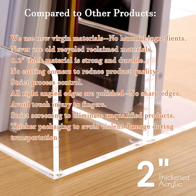 HeZone Magazine Holder, Clear Acrylic Desk Organizers, File Organizer for Desk, Magazine Rack- Desktop Book Storage -Independent Vertical 1 Space-2 Pack - Image 7
