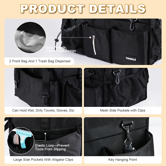 Large Cleaning Caddy For Cleaning Supplies,Cleaning Bag With Waist Belt & Shoulder Straps, Detachable Divider,Cleaning Supply Caddy For Housekeepers & Cleaners - Image 3