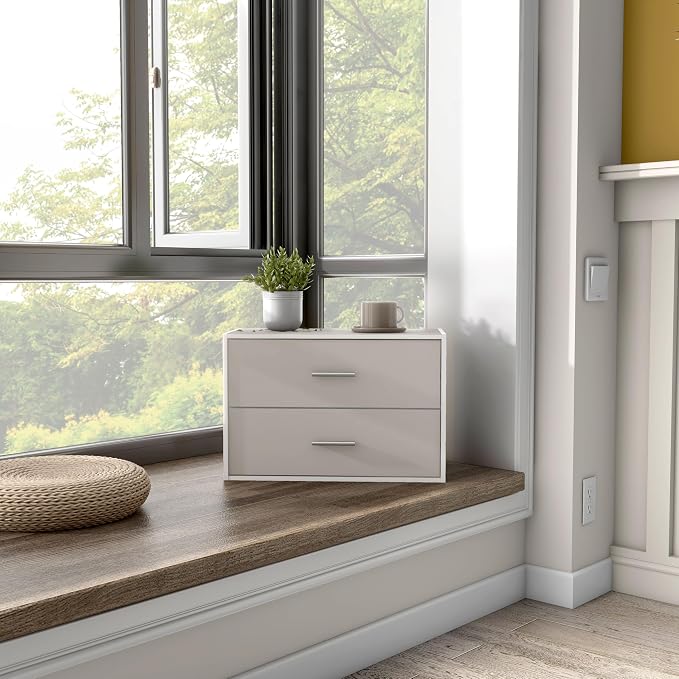 Homes: Inside + Out Apexa 2-Drawer Wooden Stackable Storage Drawers, Small Food Pantry Cabinet, Cajonera De Madera, Underbed Drawer Dorm Teen Room Decor & Bedroom, Home Office, Kitchen, Taupe Grey - Image 6