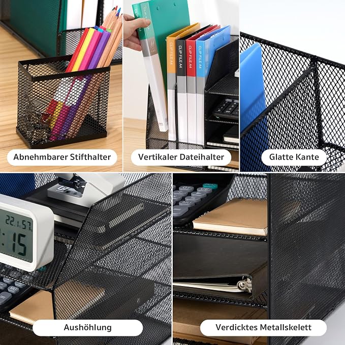 Letter Tray, 4-Tier Desk Organiser, Stackable File Organiser, Magazine Sorting Holder, Shelf Desk, Suitable for Storing Files on the Desk - Image 5