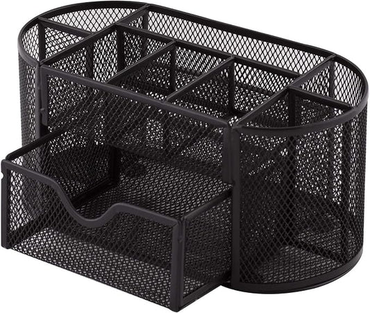 D.RECT Desk Organizer | Metal Pencil Holder | Mesh Desk Shelf with Note Holder | Perfect for School, Office, Home | 350 x 297 x 275 mm | Black by Unknown