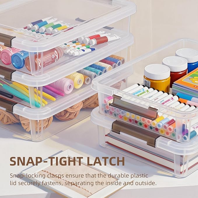 Citylife 3 PCS Plastic Storage Bins with Latching Lids Portable Project Case Clear File Box Stackable Storage Containers for Organizing A4 Paper, Photo, Document, Scrapbook - Image 4
