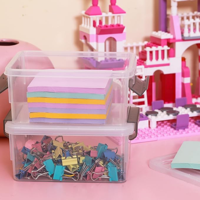 Citylife 0.53 QT 10 Packs Small Storage Bins Plastic Storage Container Stackable Box with Lids for Organizing, Clear White | Plastic Box for Beads, Buttons, Sewing Supplies, Office Supplies and Small Toys - Image 6