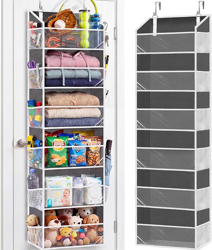 Over Door Organizer with 6 Large Pockets | 6 Transparent Front Pockets & 12 Mesh Side Pockets, 80 lbs Weight Capacity Hanging Storage for Toys, Shoes, Diapers, Pantry by Ofiray-home