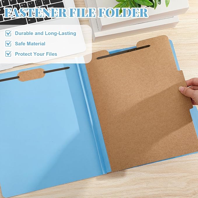 AmazingSpark 24 Pack Light Blue Classification Folders Letter Size, 1 Divider, 1/3-cut Tab, File Folders with Fasteners, Prongs, Expanding File Organizer Bulk for Office Employee, Coworker, Staff - Image 3