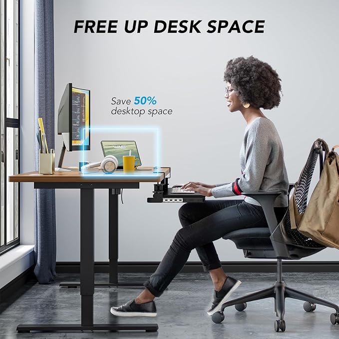 Keyboard Tray Under Desk Pull Out with Extra Sturdy Adjustable C Clamp Mount System, 27.3 (32.5 inch Including Clamps) x 11 Inch Slide-Out Platform Computer Drawer for Typing, Black,AX01WB01 - Image 3