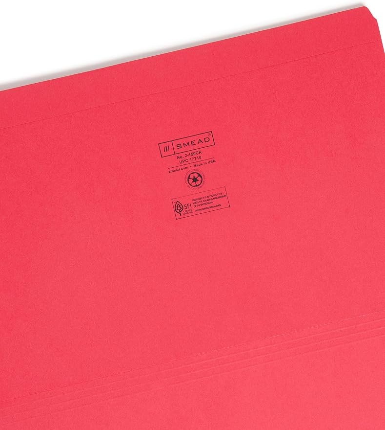 Smead File Folder, Reinforced Straight-Cut Tab, Legal Size, Red, 100 per Box (17710) - Image 3