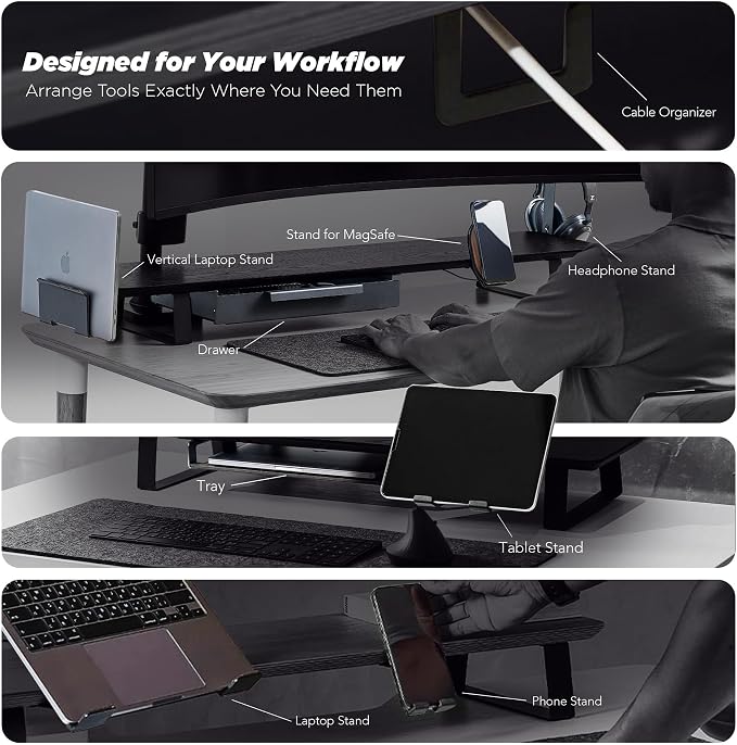 Moodular Tablet Stand Add-On for Slide Rails, Do Not Use Alone | Accessory Only, Fits Tablets & Smart Devices, Hands-Free Viewing, Stable & Sturdy Steel, Felt Padding, Black, MSA-TS - Image 8