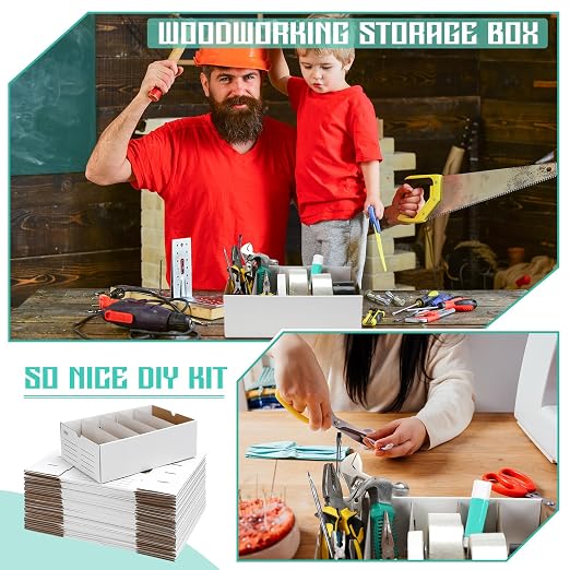 Teenyyou 30 Sets Cardboard Parts Bins Boxes Kraft Cardboard Storage Bins with Dividers for Parts Shelves Stem Project Online Store Inventory Organized (White,12 x 8 x 4 Inches) - Image 6