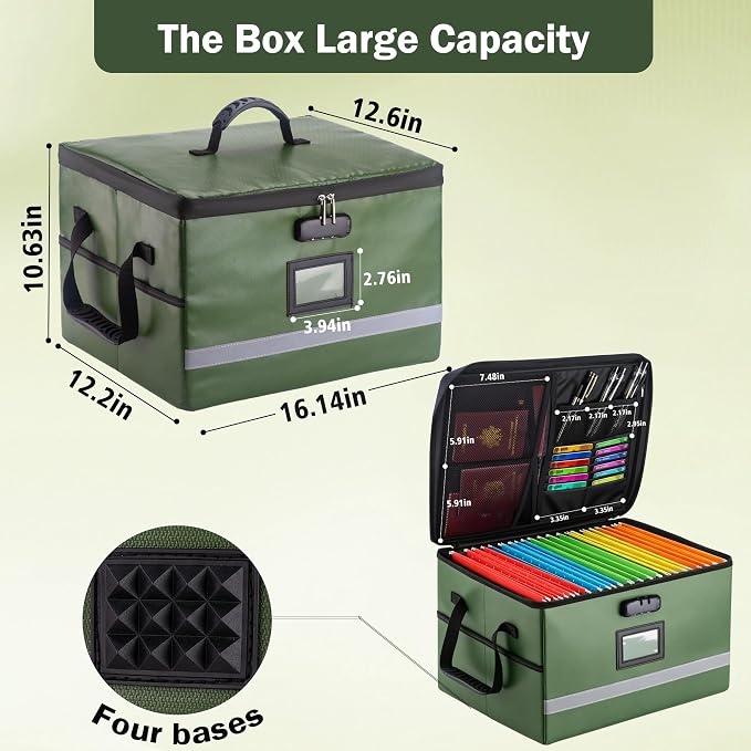 EXLIFBAG File Organizer, Fireproof File Box with Lids, Important Document Organizer Box with Lock, Portable File Folder Organizer with Handle - Image 3