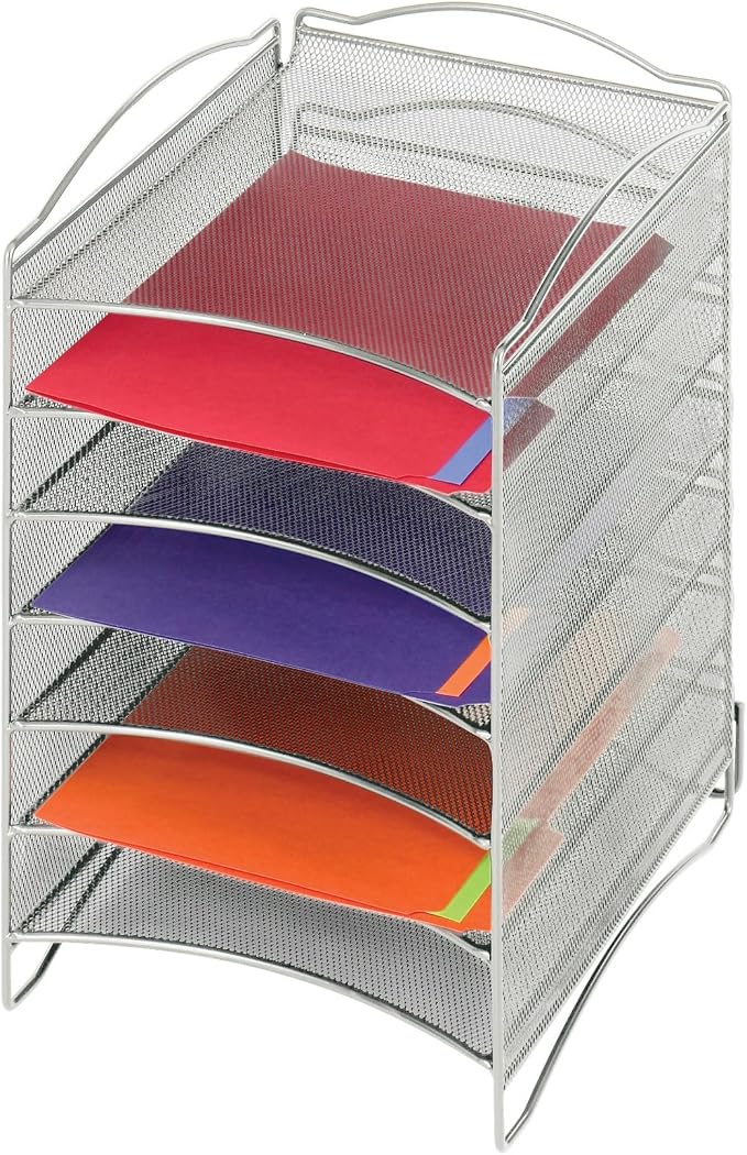 Safco Products Onyx Mesh Steel Literature Organizer, 6 Compartments, Black | Increase Efficiency & Convenience in Home, Office & Classrooms, Desktop or Tabletop by SafcoProducts