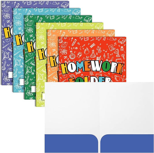 Sabary 36 Pcs Classwork Homework Folders for Students Two Pocket Folders for Kids Assorted Colors Classwork Homework Organizer Educational and Learning Folders Bulk, A4 Letter Size (Homework) by Sabary