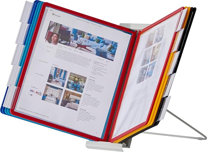 Durable Instaview20 Pocket Expandable Desktop Reference System - Letter Size 10 Double-Sided Panels - Assorted Color Borders - Image 8