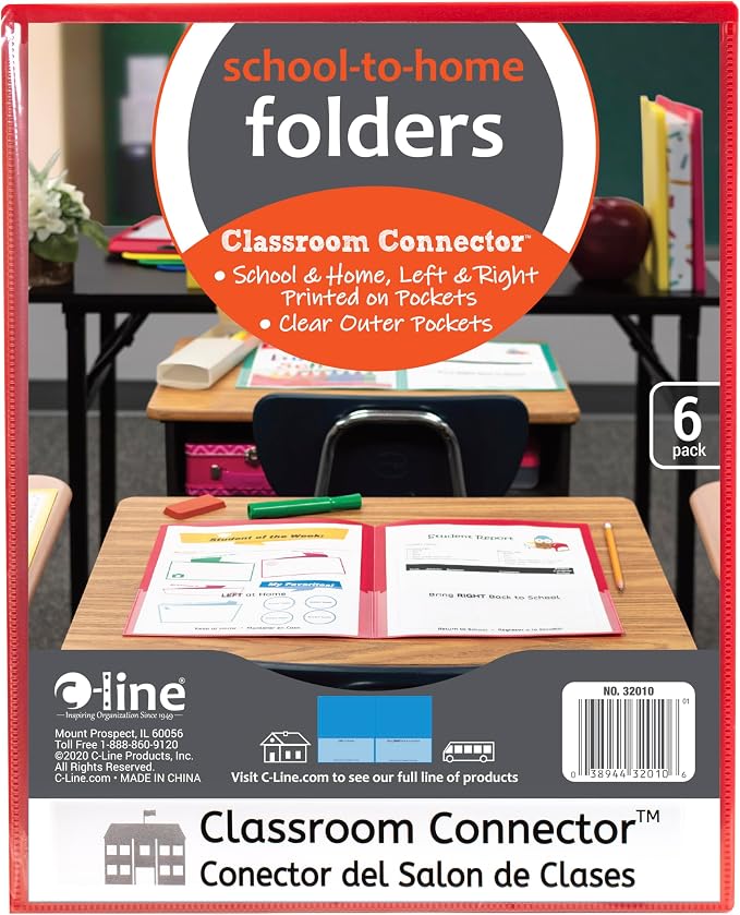 C-Line Classroom Connector School-to-Home Folders, Assorted Colors, (32010) (Pack of 36) - Image 2