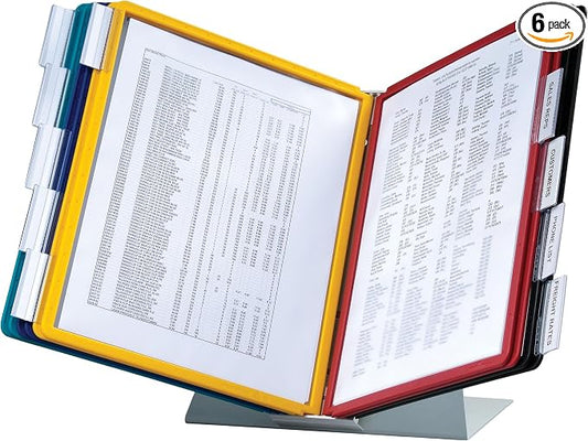 Durable VARIO 20 Pocket Desktop Reference System - Letter Size 10 Double-Sided Panels - Assorted Color Borders (Pack of 6) by DURABLEOfficeProducts