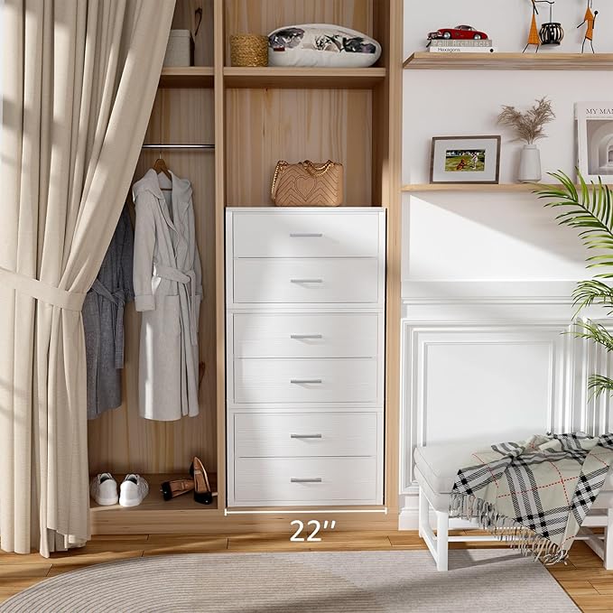 BOLUO Stackable Storage Drawers Closet Organizers and Storage Bins Fabric White 2 Drawer Dresser for Bedroom Office Modern - Image 6