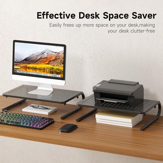 suptek Monitor Stand Riser for Computer,Laptop,Printer, Notebook and All Flat Screen Display with Vented Metal Platform and 4 Inches Height Underneath Storage (MST004-2) - Image 5