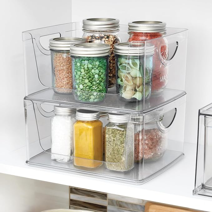 iDesign Stackable Open-Front Storage Bins with Handles, Set of 4, Clear | For Kitchen and Pantry - Image 3