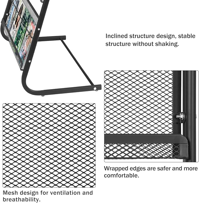 4-Tier Magazine Stand, 24.8'' Wide Iron Brochure Holder, Metal Newspaper & Literature Display Rack for Office, Waiting Room, Lobby, Classroom & Retail Store - Image 4