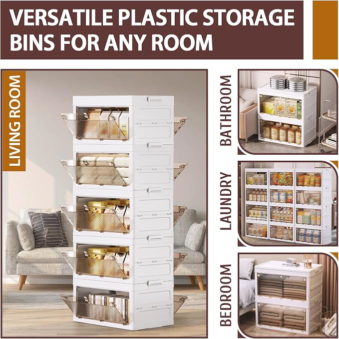 QudraKast 5-Tier Stackable Plastic Storage Bins - 23QT Stackable Storage Bins - Closet Organization and Storage, Suitable for Bedroom, Organization and Storage Boxes for Study, Toy Room, Office - Image 4