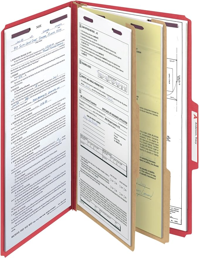 Smead PressGuard Classification File Folder with SafeSHIELD Fasteners, 2 Dividers, 2" Expansion, Legal Size, Bright Red, 10 per Box (19202) - Image 5