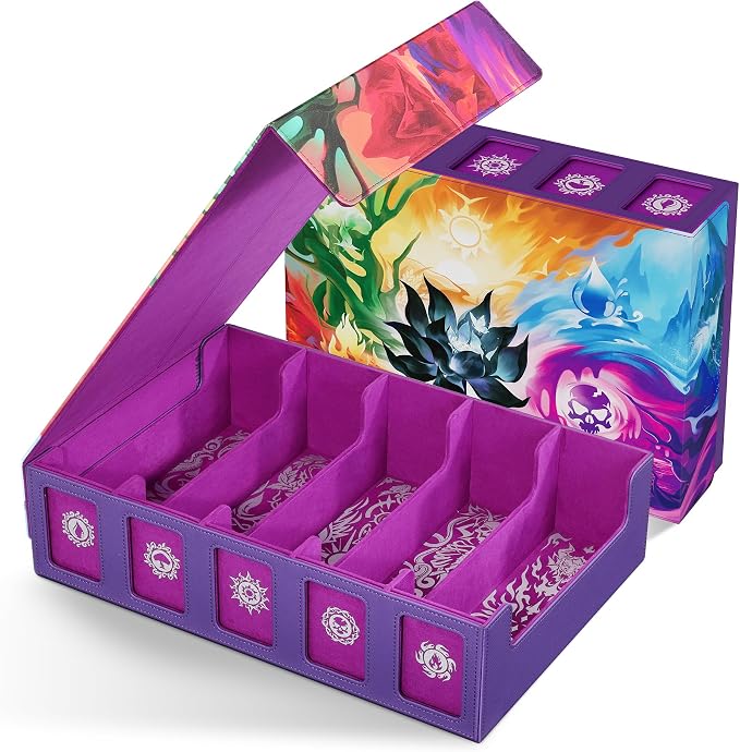 Kabinka 5 Row MTG Card Storage Box with Commander Display and Art Printing | 3900+ Trading Card Deck Box for MTG Sport Cards, 5 Top Loaders, 5 Stoppers, 48 Dividers,1 Dice Tray (Art) by Kabinka