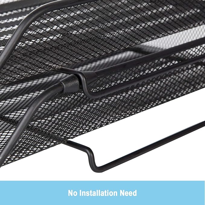 DESIGNA Desk Paper Organizer File Tray,2 Tier Stackable Desktop Letter Tray Paper Storage Holder, Desktop Tray Rack for Home Office School Stacking Supports - Black - Image 9