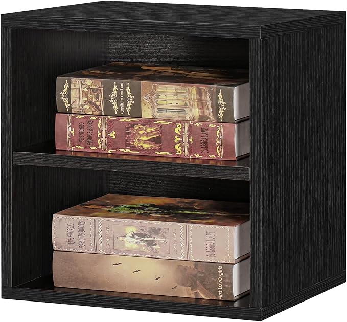 FUSUNBAO DIY Cube Storage Organizer Stackable Cubes for Home Books Clothes Toy -Modular Cubby Storage System-Office Cubical-Bookcase Closet (Black, 1 Layer Cube) by FUSUNBAO