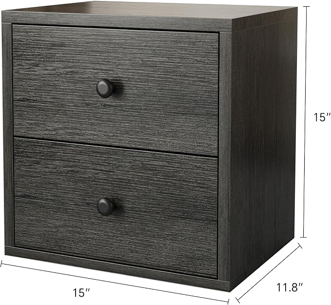 FUSUNBAO Magic DIY Cube Storage Organizer Stackable Cubes for Home Books Clothes Toy-Modular Cubby Storage System-Office Cubical-Bookcase Closet (French Oak,Drawer Cube) - Image 3