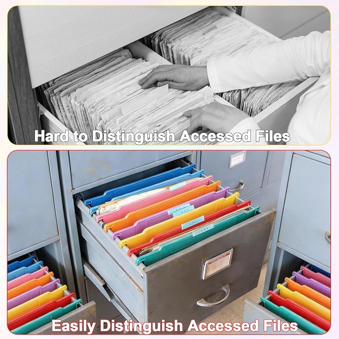 party greeting 8 Pack File and Folder Dividers 9.4x12.7 InchPlastic Hanging Filing Cabinet Dividers Organizers Insertable File Separators Supplies for Office Drawer Organization (Rainbow) - Image 6