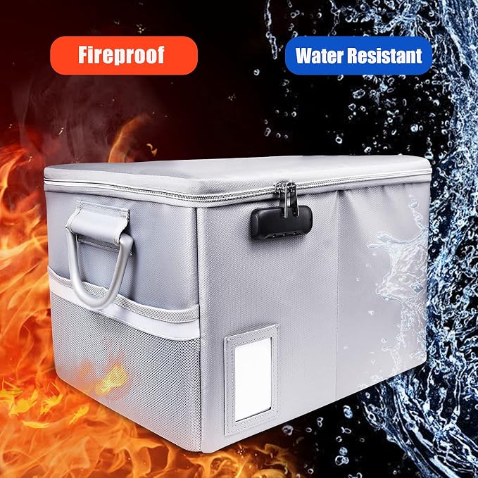 TOMKID Fireproof File Cabinet with Lock, Fireproof Document Organizer Collapsible File Box Filing Cabinet with Handle for Letter Legal Folder Certifications - Image 2
