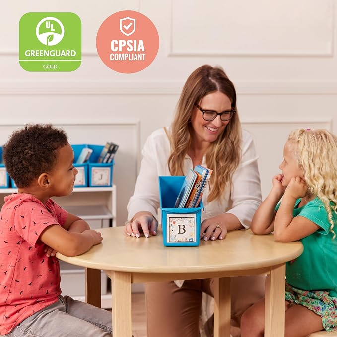 ECR4Kids Linking Plastic Storage Book Bin, Multipurpose Organization, Neon Blue, 10-Piece - Image 6