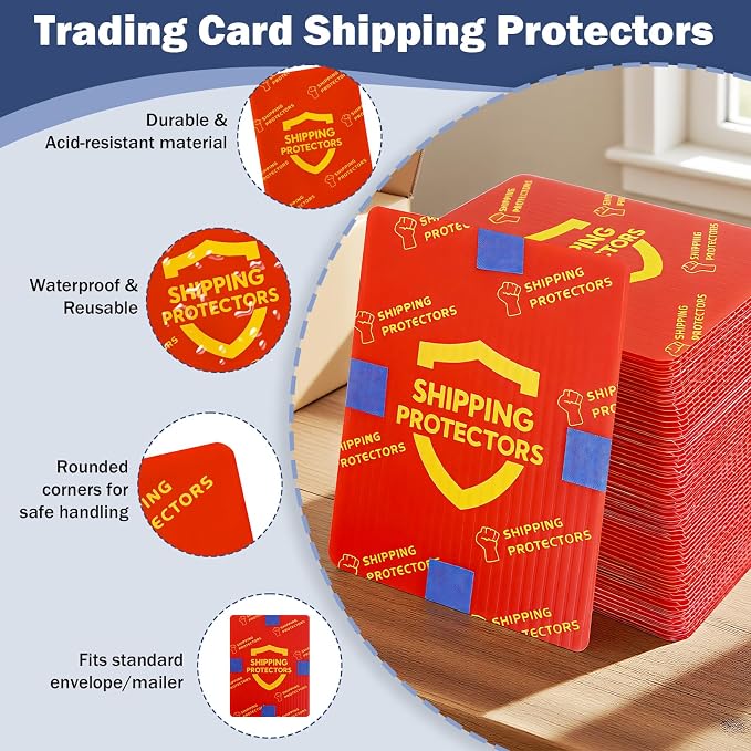 1000-Pack Trading Card Shipping Protectors 3.5'' x 4.5'' with 8 Rolls of Tape, Heavy Duty Corrugated Sheet for Safe Shipping, Precut Card Mailers for Sports, MTG, and Collectible Cards (Red) - Image 4