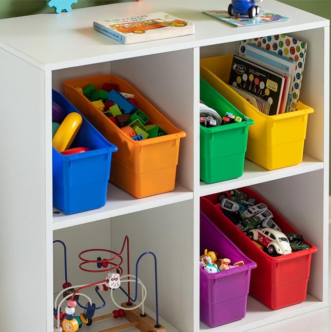 6-pc Assorted Color Plastic Storage Bins Versatile Book Magazine & File Holders for Classroom Office or Home Organization Open Front Desktop Organizers for Supplies Documents & Stationery - Image 3