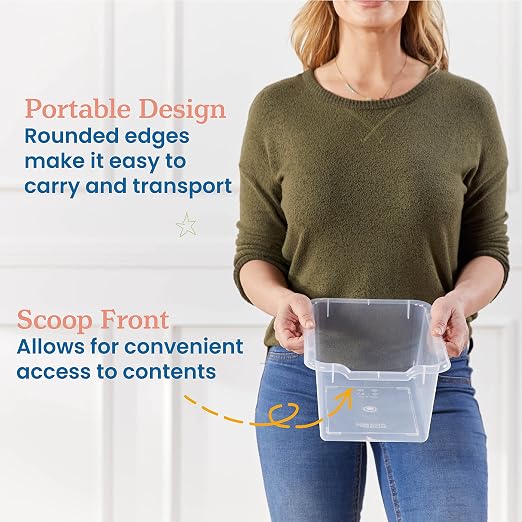 ECR4Kids Scoop Front Storage Bins, Multipurpose Organization, Clear, 25-Piece - Image 4