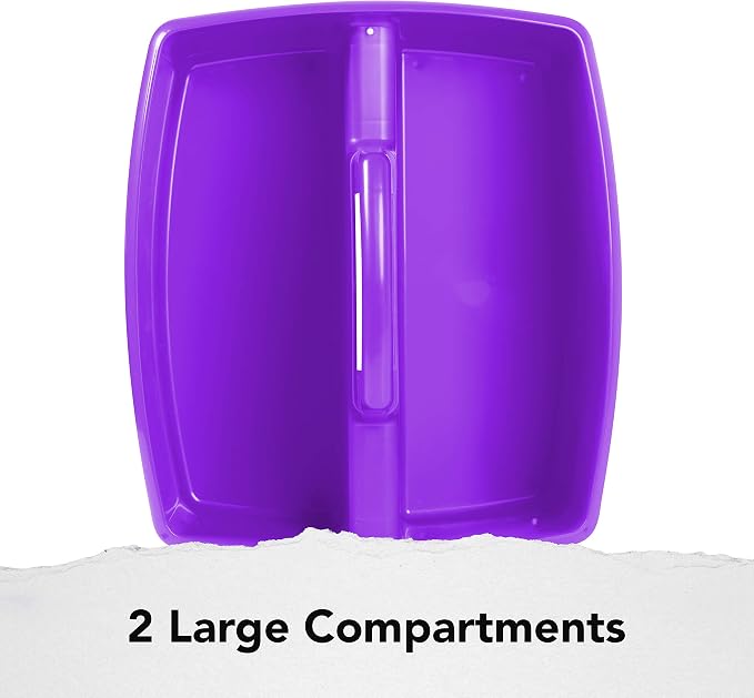 Storex 2-Compartment Large Craft Caddy – Multipurpose Classroom Organizer with Handle, Purple, 1-Pack (00955C06C) - Image 3
