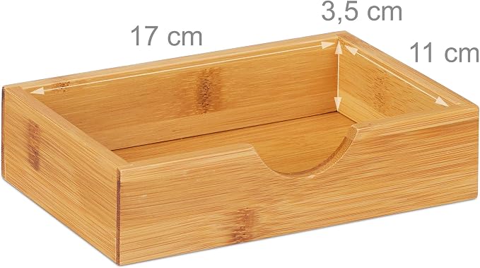 Relaxdays Bamboo Desktop Organizer, 3 Drawers, Desk Tidy, Office Storage Unit, Pen Holder, HxWxD: 21x20x13 cm, Natural, 1 Item - Image 5
