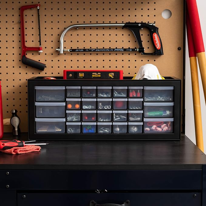 IRIS USA 26-Drawer Teacher Toolbox, 2 Pack, Craft Storage Drawers, Black | Wall mountable, Stackable, Building Bricks, Stickers, Crayons, Markers, Beads Organizer - Image 2