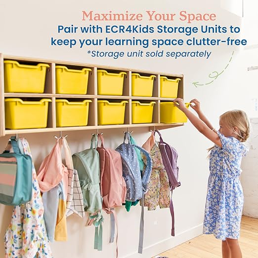ECR4Kids Scoop Front Storage Bins, Multipurpose Organization, Yellow, 10-Piece - Image 5