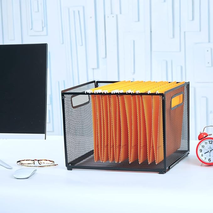SETTFRFE Letter Size Hanging Folder Organizer,Metal File Baskets,Black | Mesh File Bin & Holder with Handle,Filing Organizer for Letter Folders,Office,School,Home Storage - Image 9