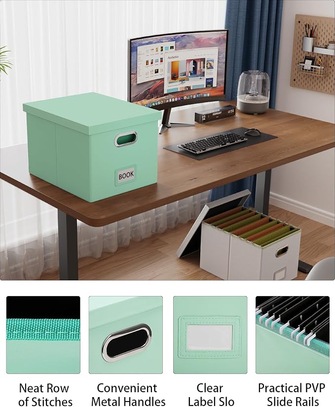 Storage File Box(New) (Mint-green(Leather), 1 pack), AM03118 - Image 3