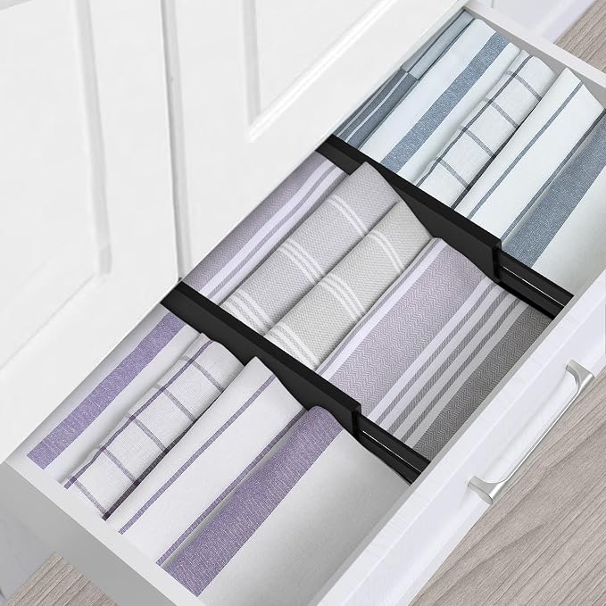 Utoplike Bamboo Kitchen Drawer Divider, Black Utensil Drawers Organizer | Adjustable, Spring Loaded, Works in Kitchen, Dresser, Bathroom, Bedroom, Drawer, Desk, 2.4" H, Fit 17.8"-20.6" Inner Drawer - Image 7
