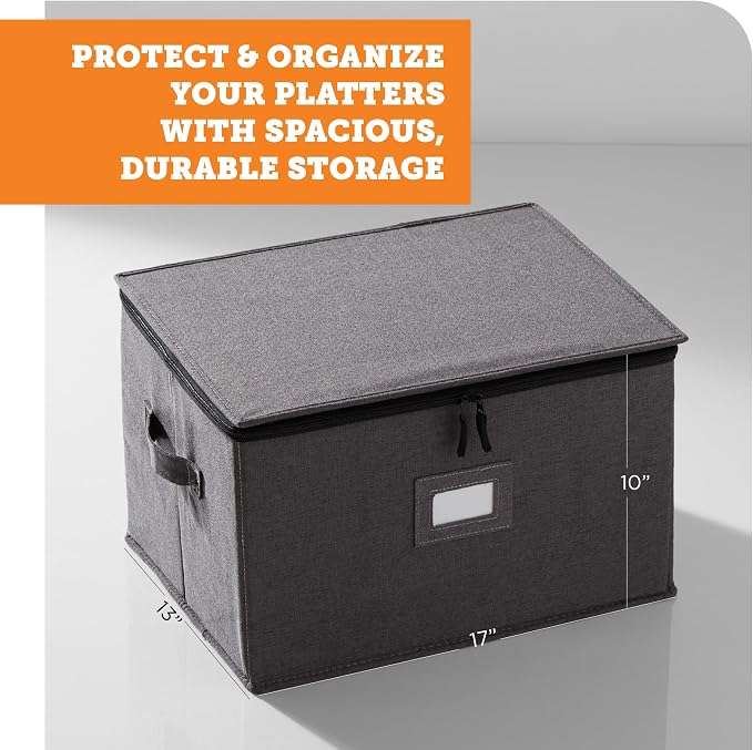 Wine Glass Storage Case | Hard Shell Felt Dividers | Gray | Hard Shell Case Holds 12 Wine Glasses In 4x4 Felt Compartments. Stackable, Top-Load, Label Tag. Keeps Stemware Chip-Free. - Image 7