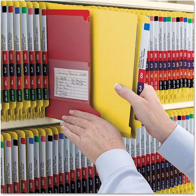 Smead 100% Recycled End Tab Pressboard Classification File Folder with SafeSHIELD Fasteners, 2 Dividers, 2" Expansion, Letter Size, Yellow, 10 per Box (26789) - Image 8