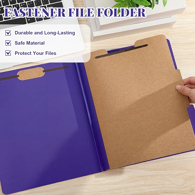 AmazingSpark 24 Pack Purple Classification Folders Letter Size, 1 Divider, 1/3-cut Tab, File Folders with Fasteners, Prongs, Expanding File Organizer Bulk for Office Employee, Coworker, Staff - Image 3