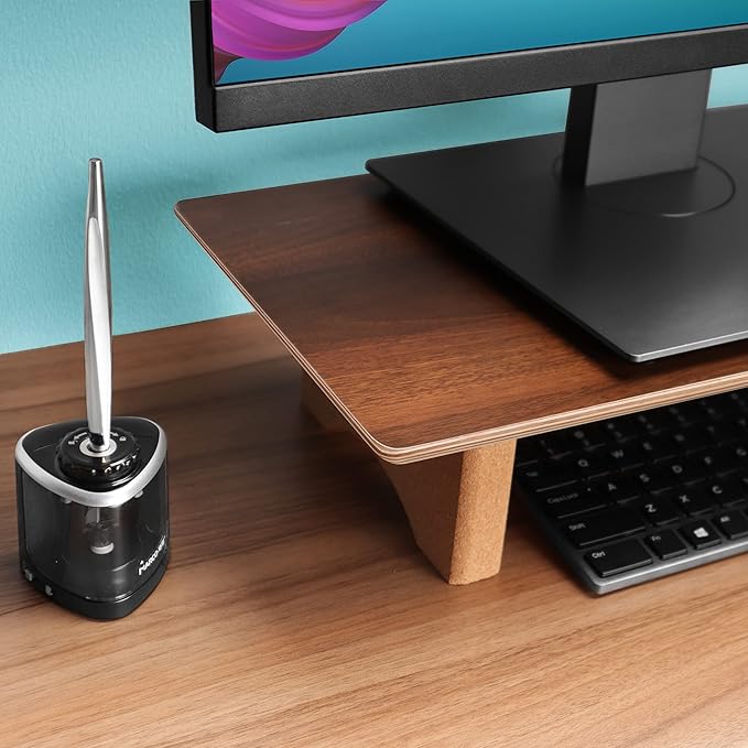 Aothia Solid Wood Dual Monitor Stand Riser for Desk, 43 Inch Black Walnut Computer Monitor Riser with Cork Legs, Extra Long Desktop Organizer Shelf for 2 Monitors, Laptop & Printer - Image 2